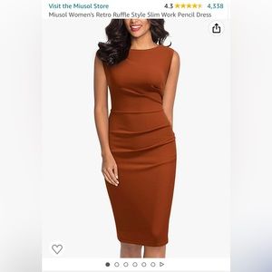 Rust Red Orange Slim Work Pencil Dress